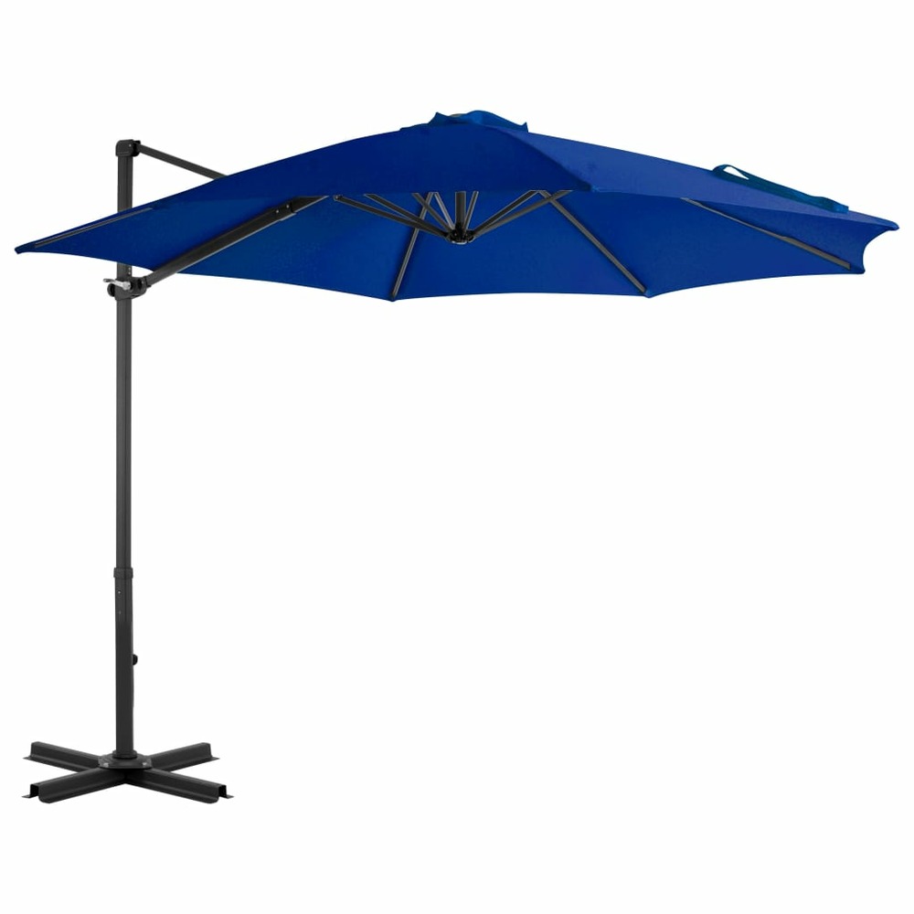 Parasol déporté avec mât en aluminium 300 cm bleu