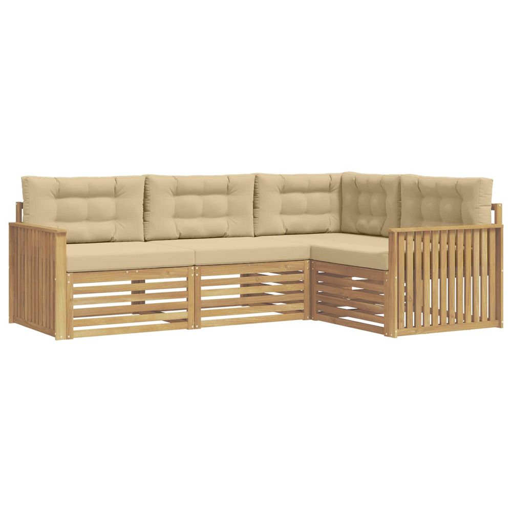 Ensemble de canapés d'extérieur 4 pc blanc et beige polyester
