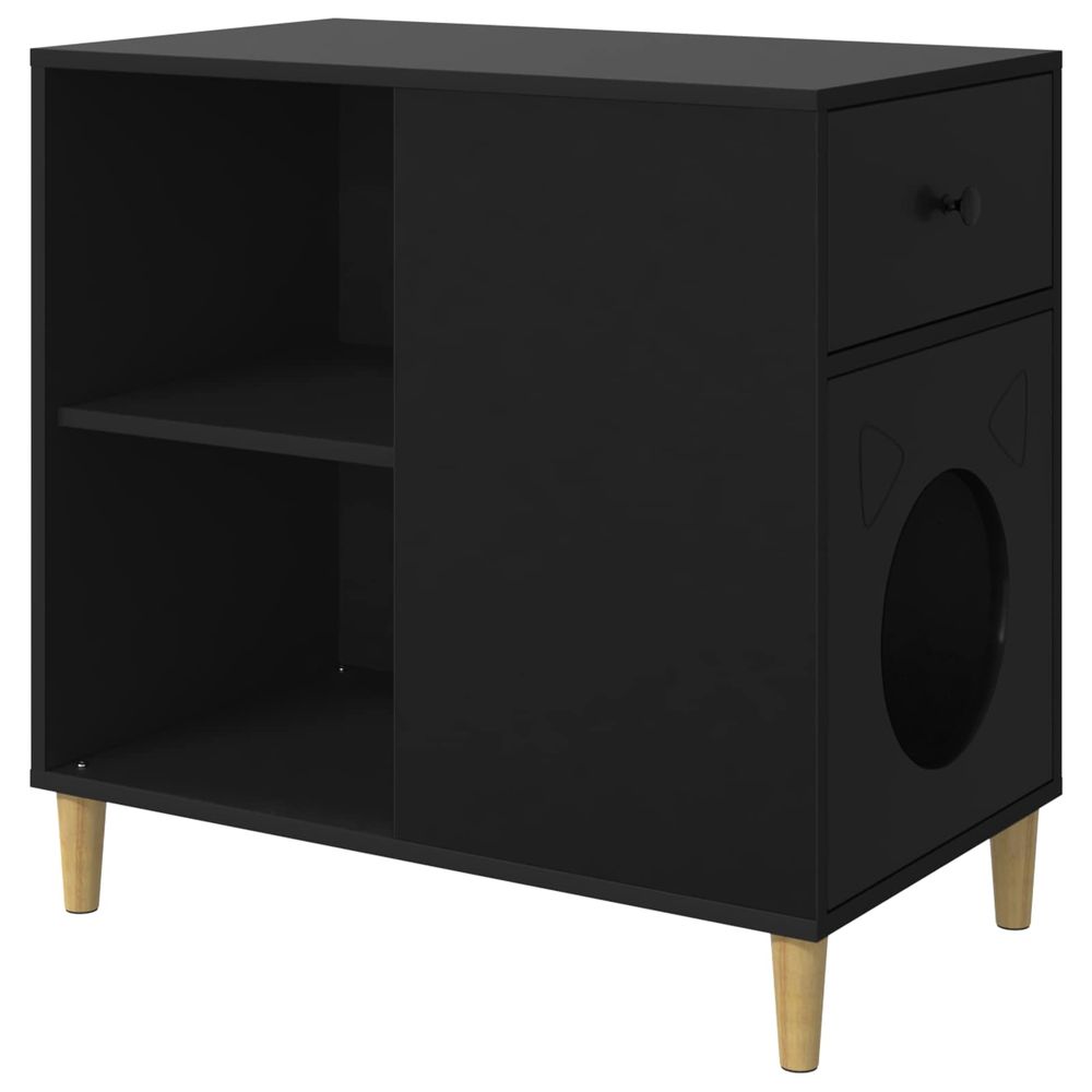 Maison pour chat noir 72 x 42,5 x 70 cm bois d'ingénierie