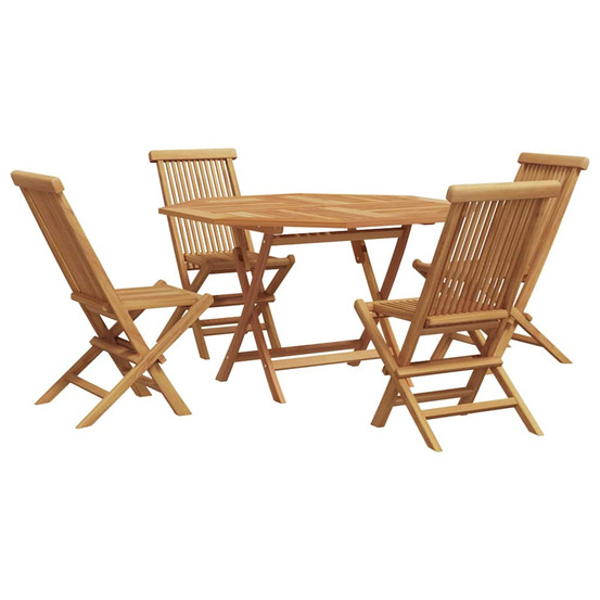 Ensemble de salle à manger pour jardin 5 pcs marron teck massif