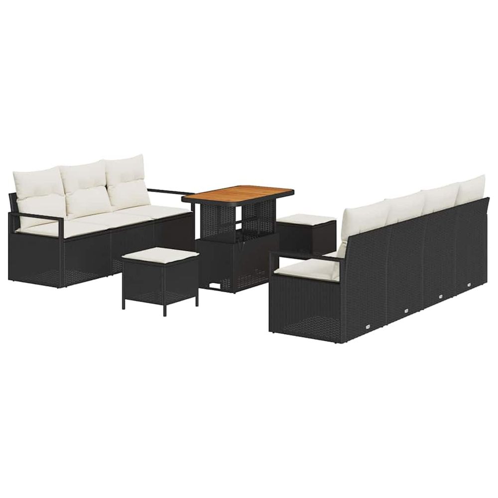 Ensemble de canapé de jardin 10 pc noir polyrotin