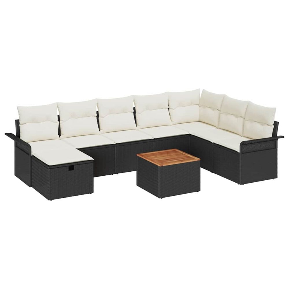 Ensemble de canapé de jardin 9 pc noir poly rotin