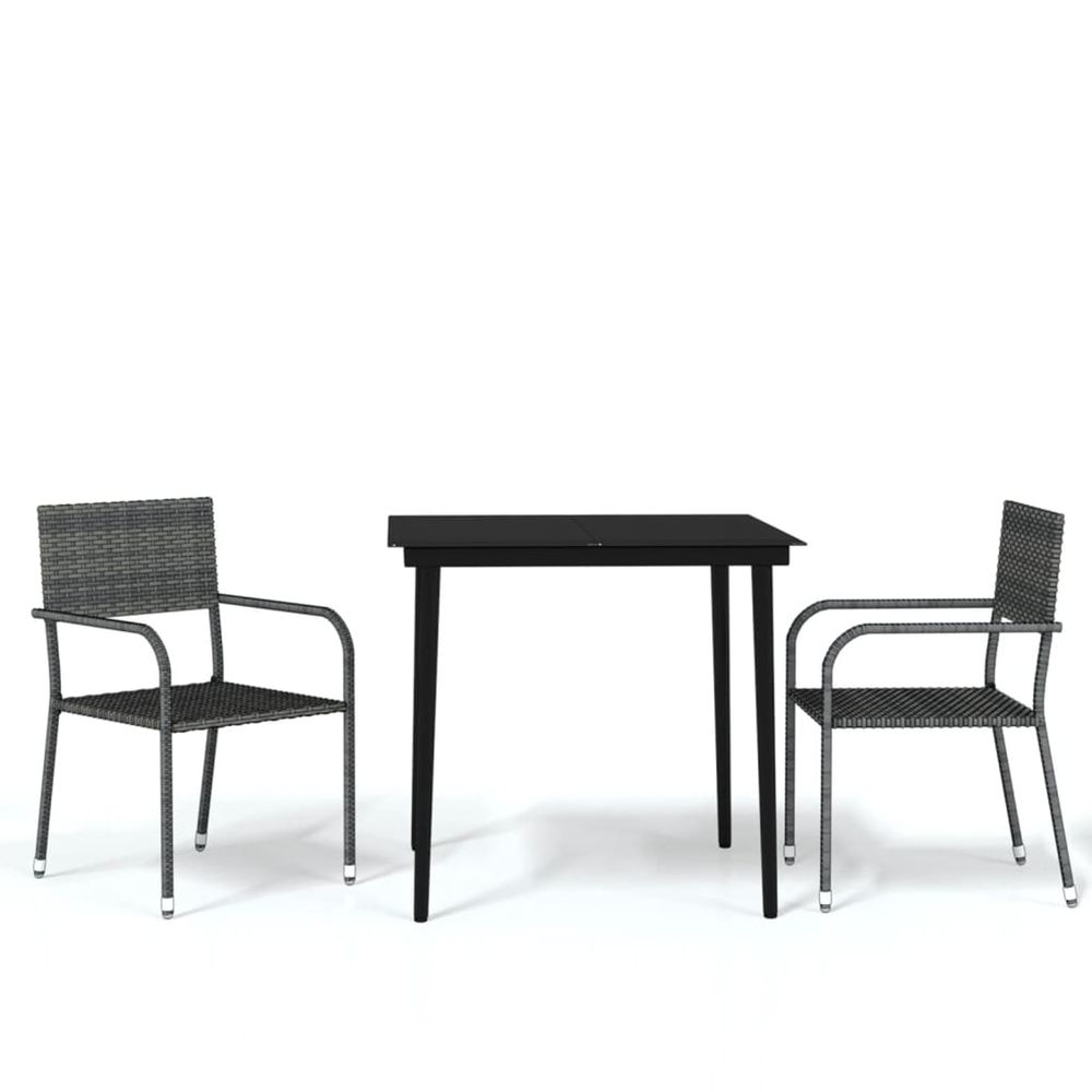 Ensemble à manger de jardin 3 pcs gris