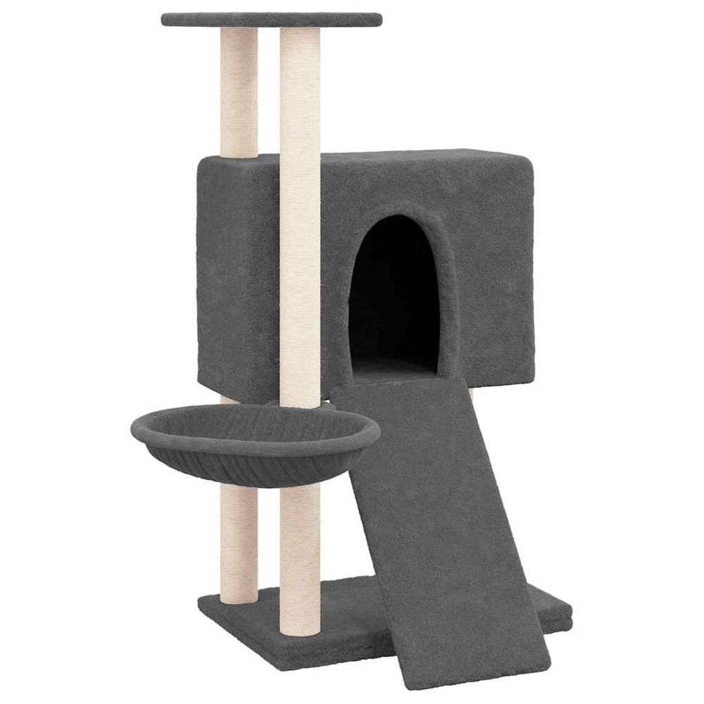 Arbre à chat avec griffoirs en sisal gris foncé 96 cm