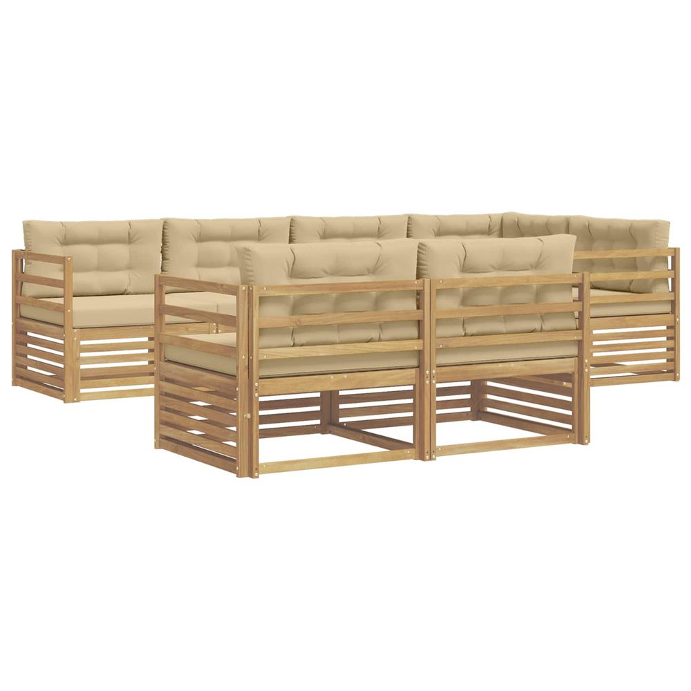 Ensemble de canapés d'extérieur 7 pc blanc et beige polyester