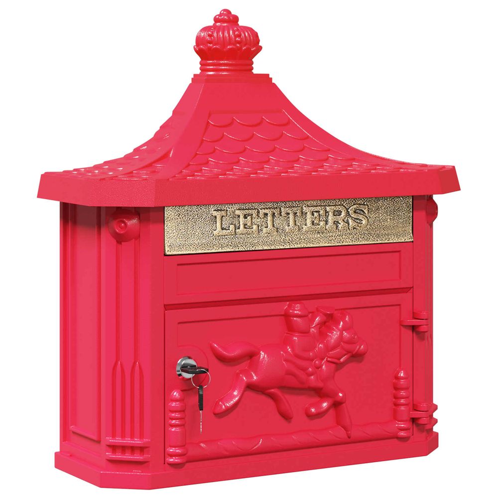 Boîte aux lettres murale avec stockage rouge 40,5 x 16 x 45 cm