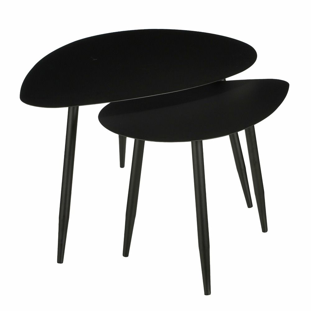 Mica decorations set de 2 tables noires - table basse au design industriel - table de nuit polyvalente en métal - table ronde