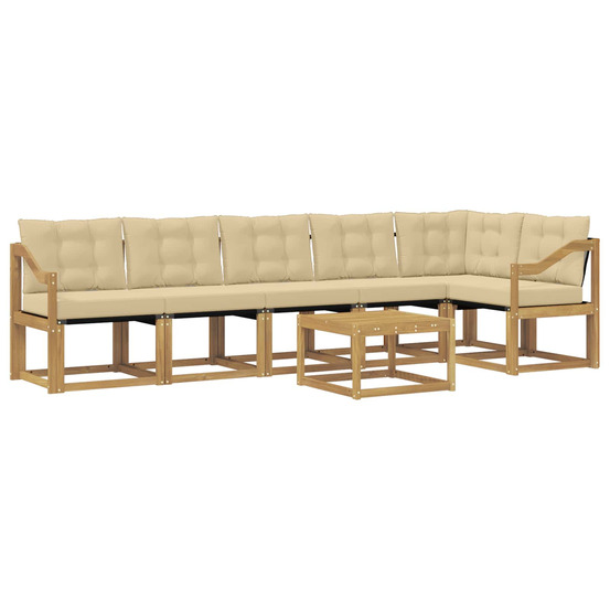 Ensemble de canapés d'extérieur 7 pcs blanc et beige