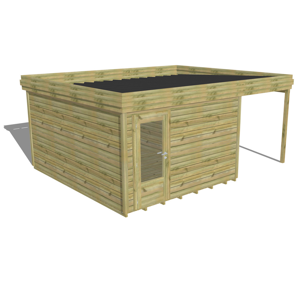 Abri de jardin bois pin traité autoclave 27mm - 5,44x4,34m / 24m2 - bac acier - plancher bois
