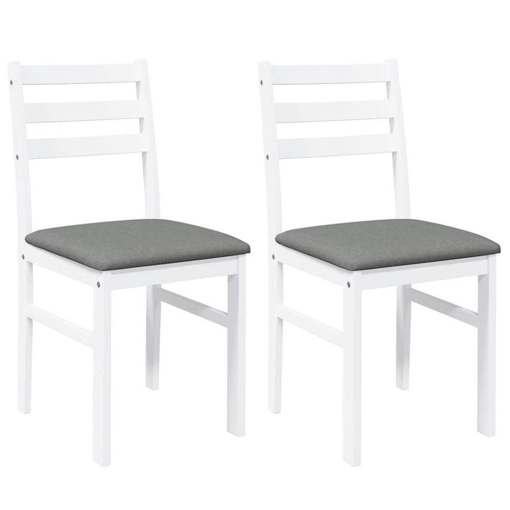 Chaises à manger coussins 2 pcs blanc bois massif caoutchouc