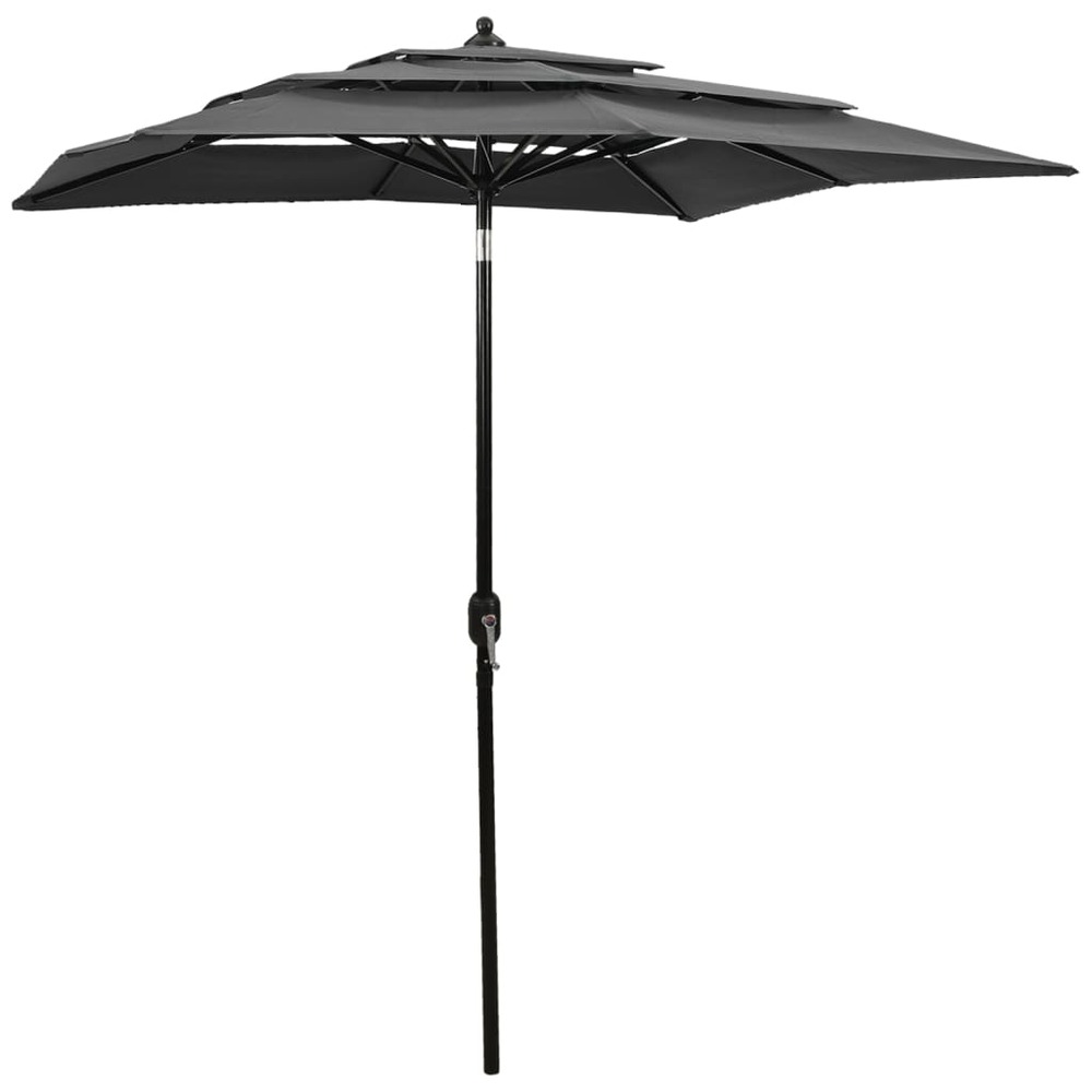 Parasol à 3 niveaux avec mât en aluminium 2 x 2 m anthracite