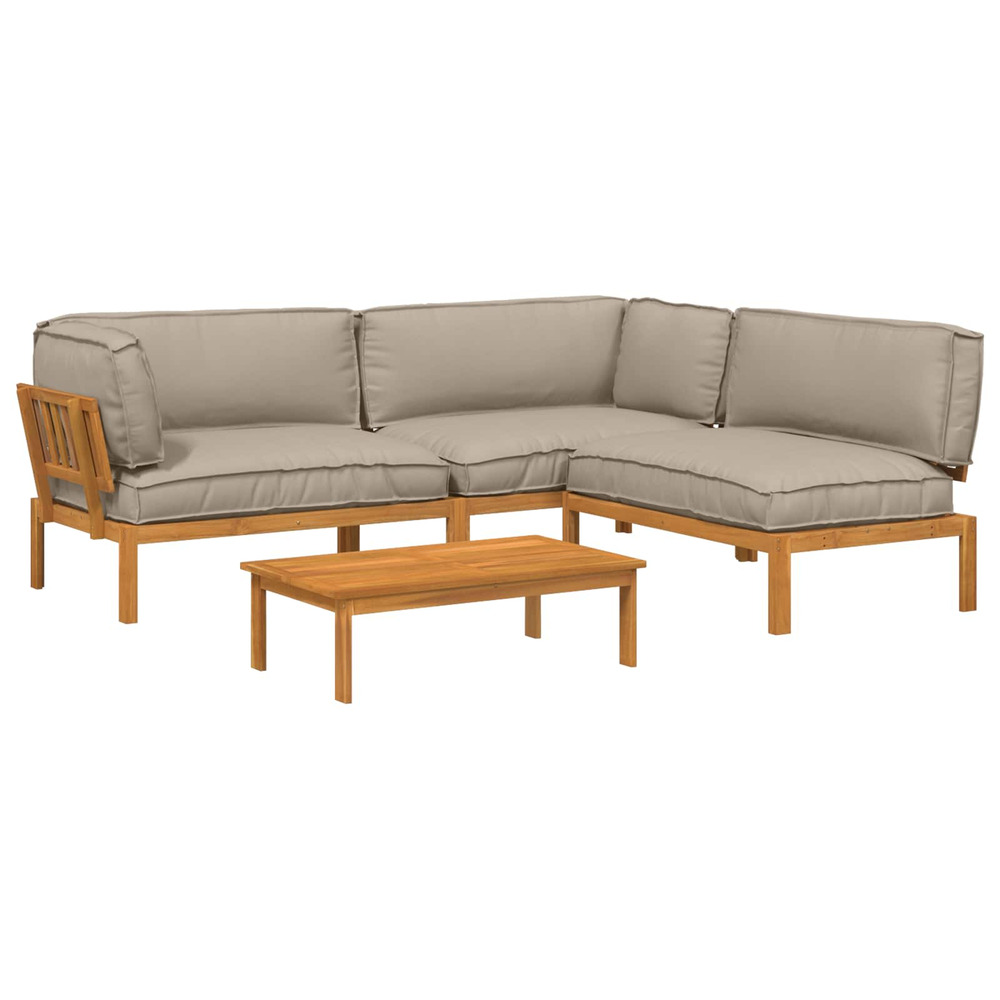 Ensemble de canapés uni 4 pcs taupe bois d'acacia massif