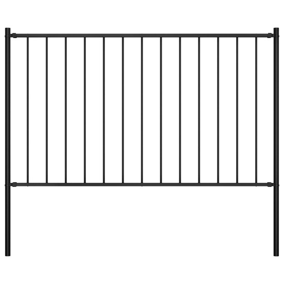 Panneau clôture et poteaux acier enduit poudre 1,7x1,25 m noir