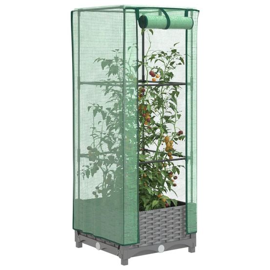 Mini serre carrée compacte sur pieds pour herbes aromatiques avec bâche de croissance gris 40 cm