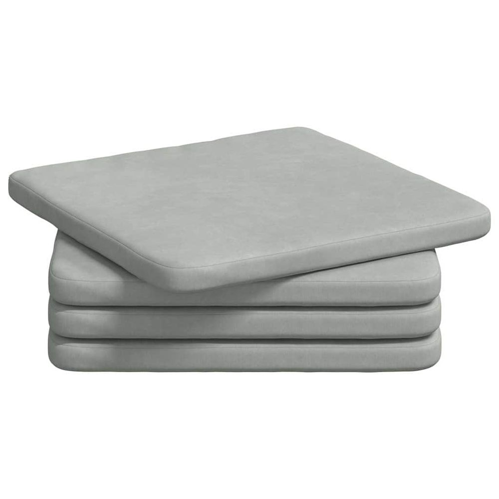 Coussins de siège 4 pc velours gris clair 40 x 40 x 3 cm