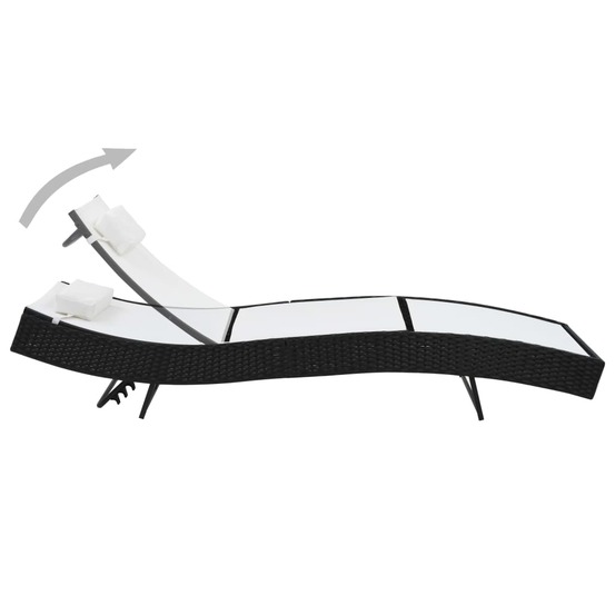 Chaise longue avec oreiller résine tressée noir