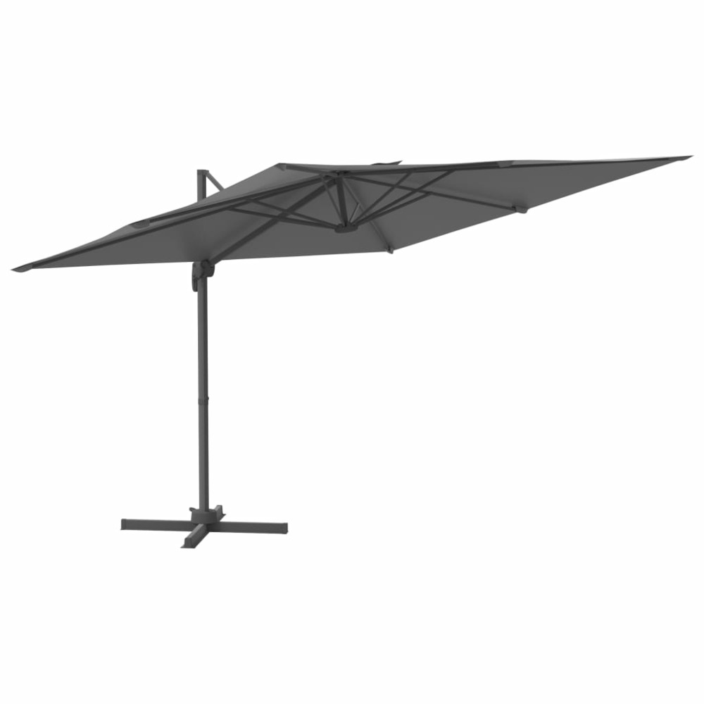 Parasol déporté avec mât en aluminium anthracite 300x300 cm