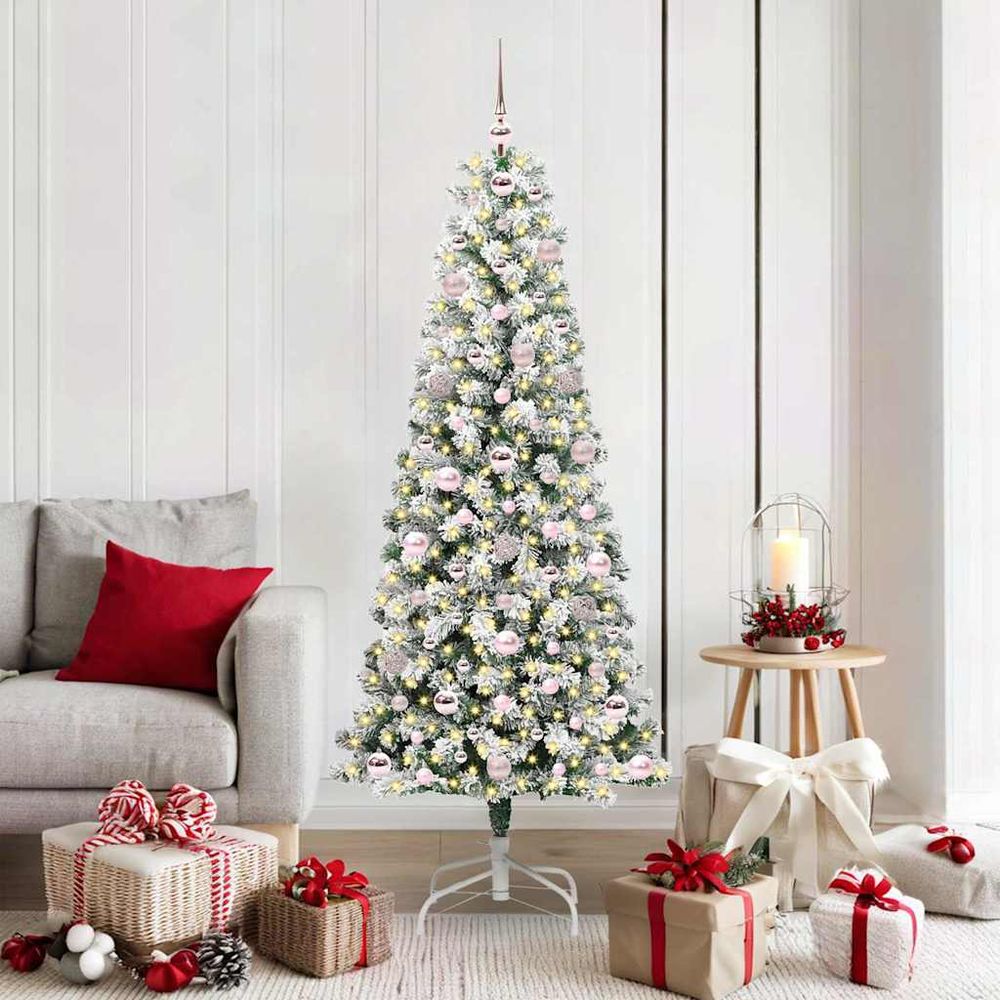 Arbre de noël artificiel réaliste 180 cm, pack décoration complet lumières et boules