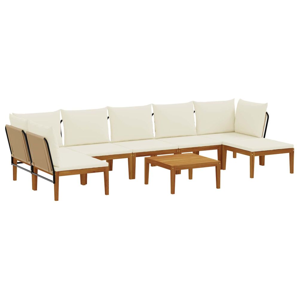 8 pc bois d'acacia massif et corde naturel