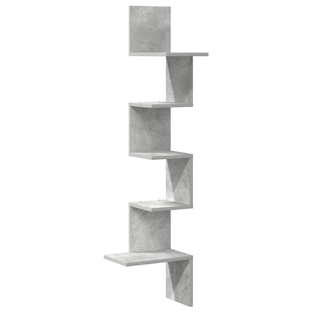 Étagère murale d'angle gris béton 32x32x127,5cm bois ingénierie