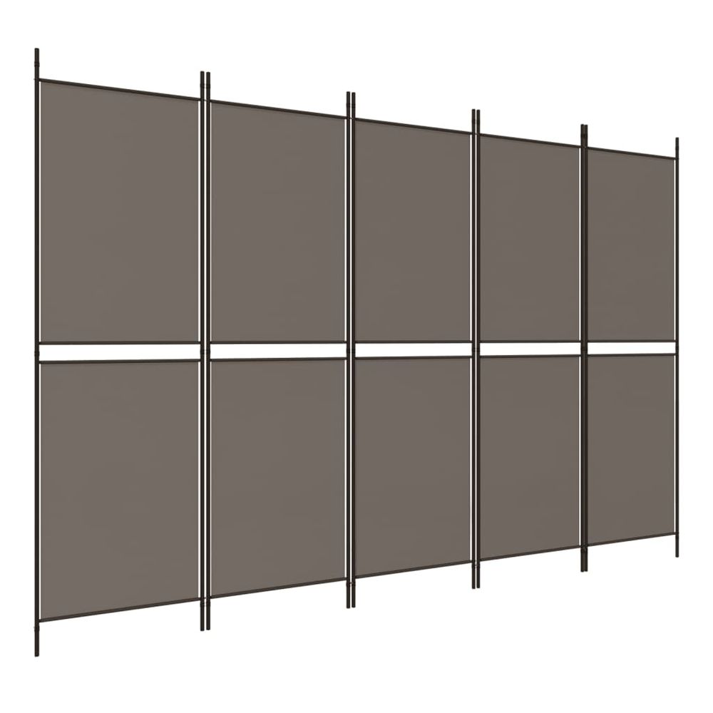 Cloison de séparation 5 panneaux anthracite 250x200 cm tissu