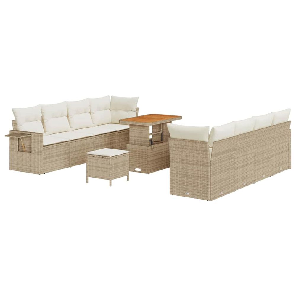 Ensemble de canapé de jardin 11 pc beige poly rotin