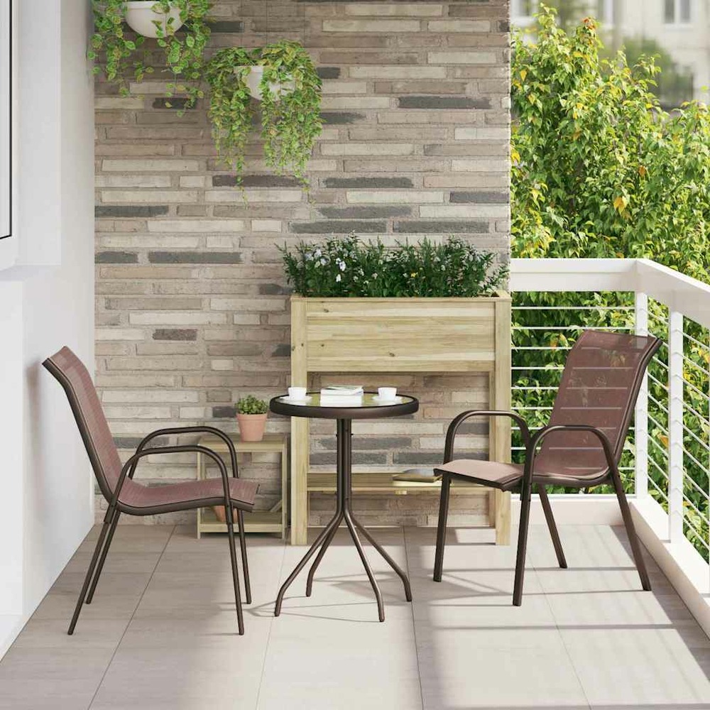Ensemble bistro de jardin 3 pcs marron acier