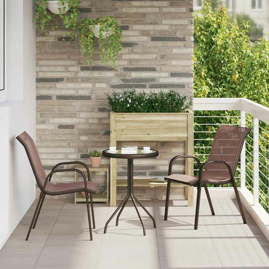 Ensemble bistro de jardin 3 pcs marron acier