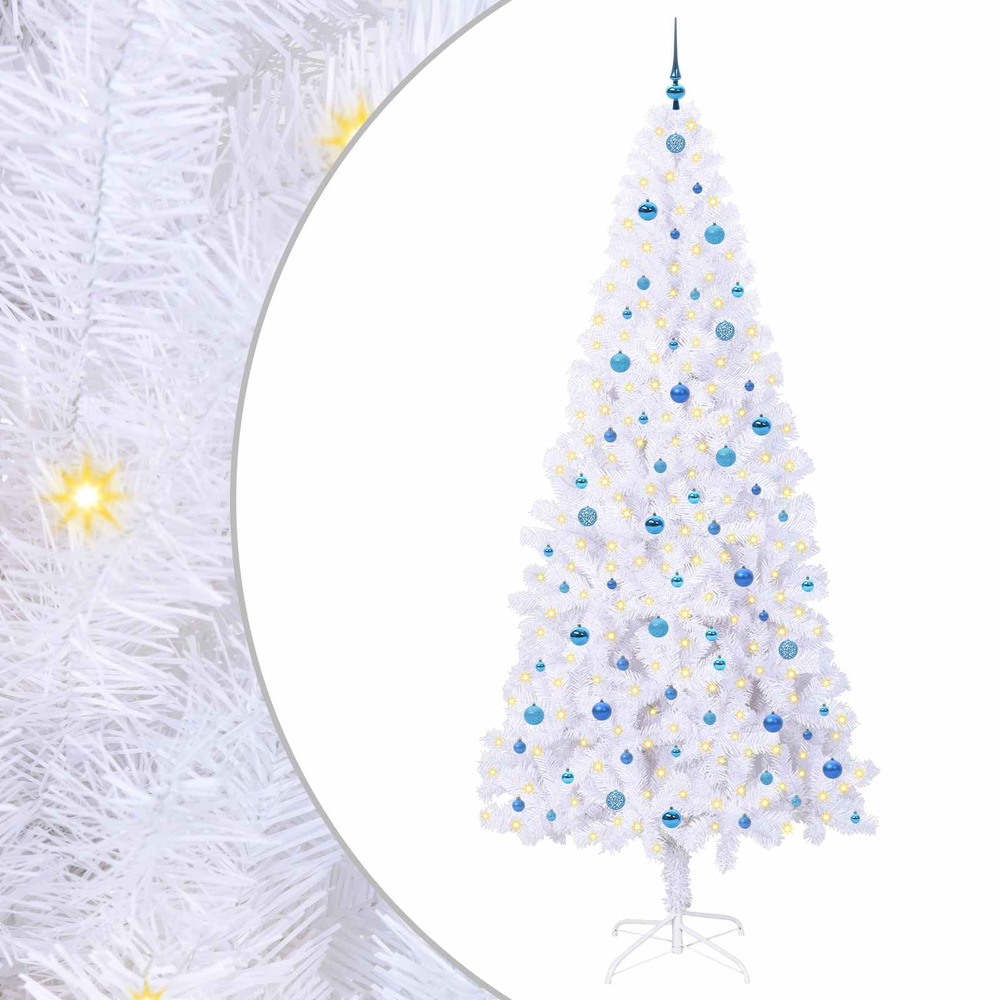 Sapin de noël artificiel avec 300 led blanc 240 cm pvc et acier