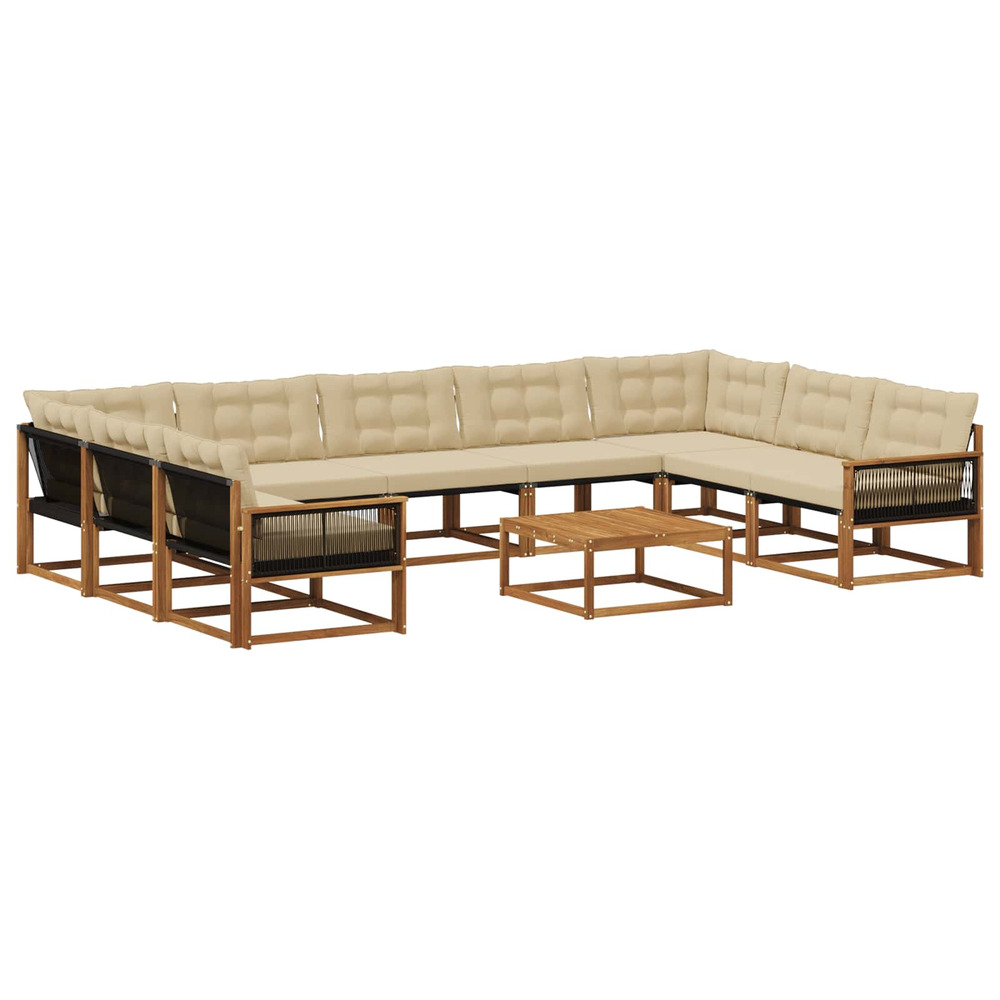 Ensemble de canapés d'extérieur 10 pcs naturel et beige
