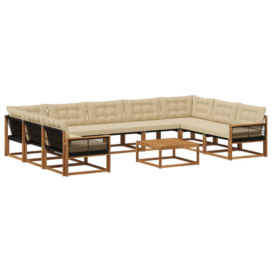Ensemble de canapés d'extérieur 10 pcs naturel et beige
