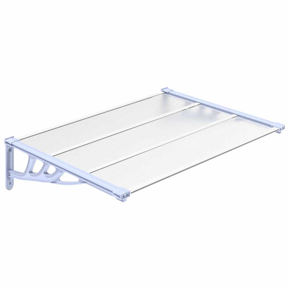 Auvent de porte gris et transparent 122x90 cm polycarbonate