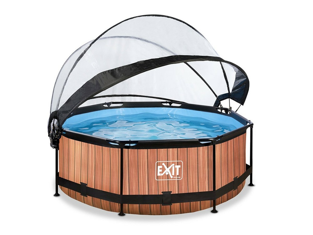 Piscine tubulaire wood ronde 2,44 x 0,76 m avec dôme