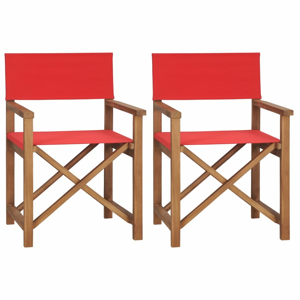 Chaises de metteur en scène lot de 2 bois de teck massif rouge