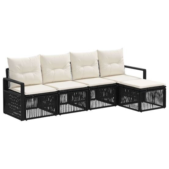 Ensemble de canapé de jardin 4 pc noir polyrotin