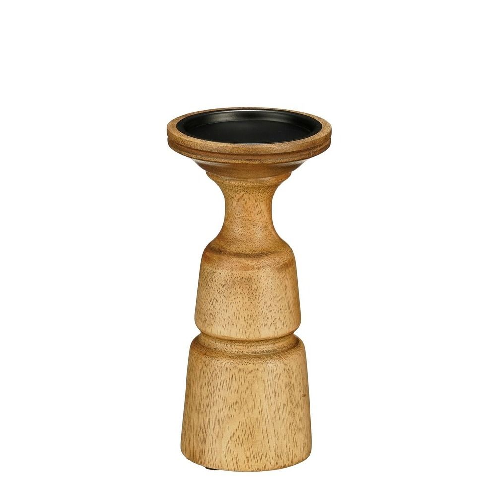 Mica decorations nino bougeoir - h10 x ø21 cm - bois de manguier - brun foncé