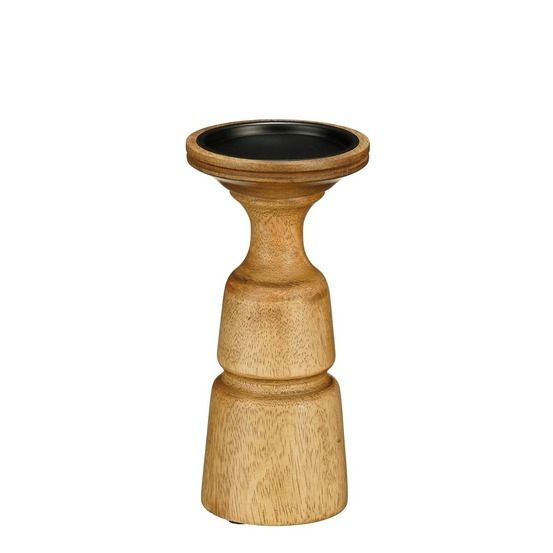 Mica decorations nino bougeoir - h10 x ø21 cm - bois de manguier - brun foncé
