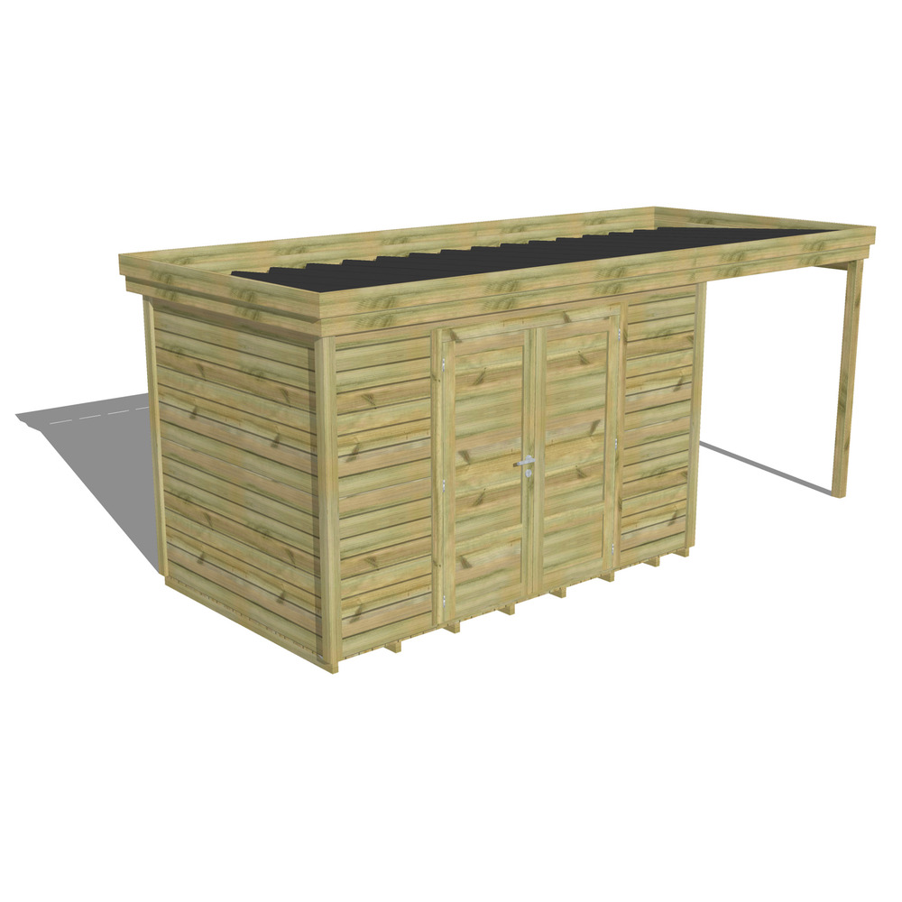 Abri de jardin bois pin traité autoclave 27mm - 5,44x2,14m / 12m2 - bac acier - plancher bois