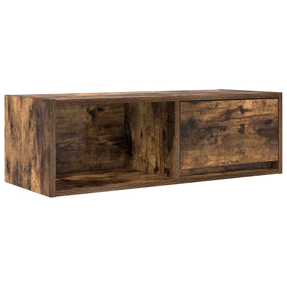 Meuble tv chêne fumé 80x31x25,5 cm bois d'ingénierie