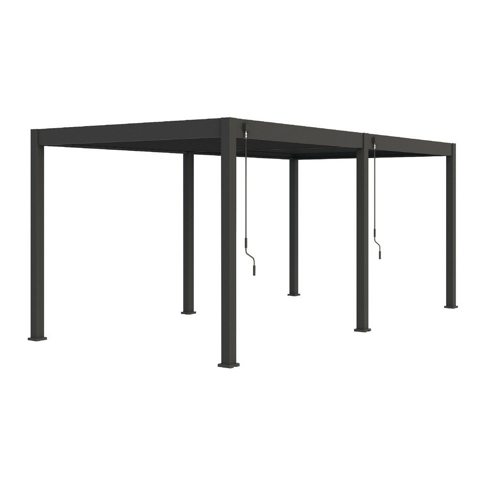 Pergola bioclimatique autoportante anthracite - 300 x 600 x h. 258 cm