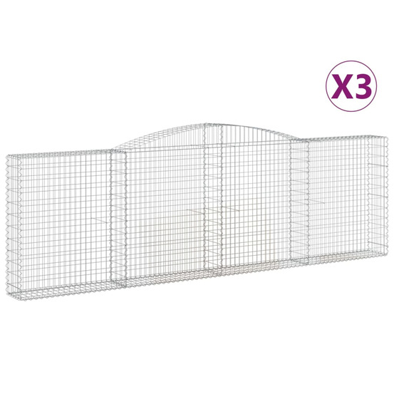 Paniers à gabions arqués 3 pcs 400x30x120/140 cm fer galvanisé