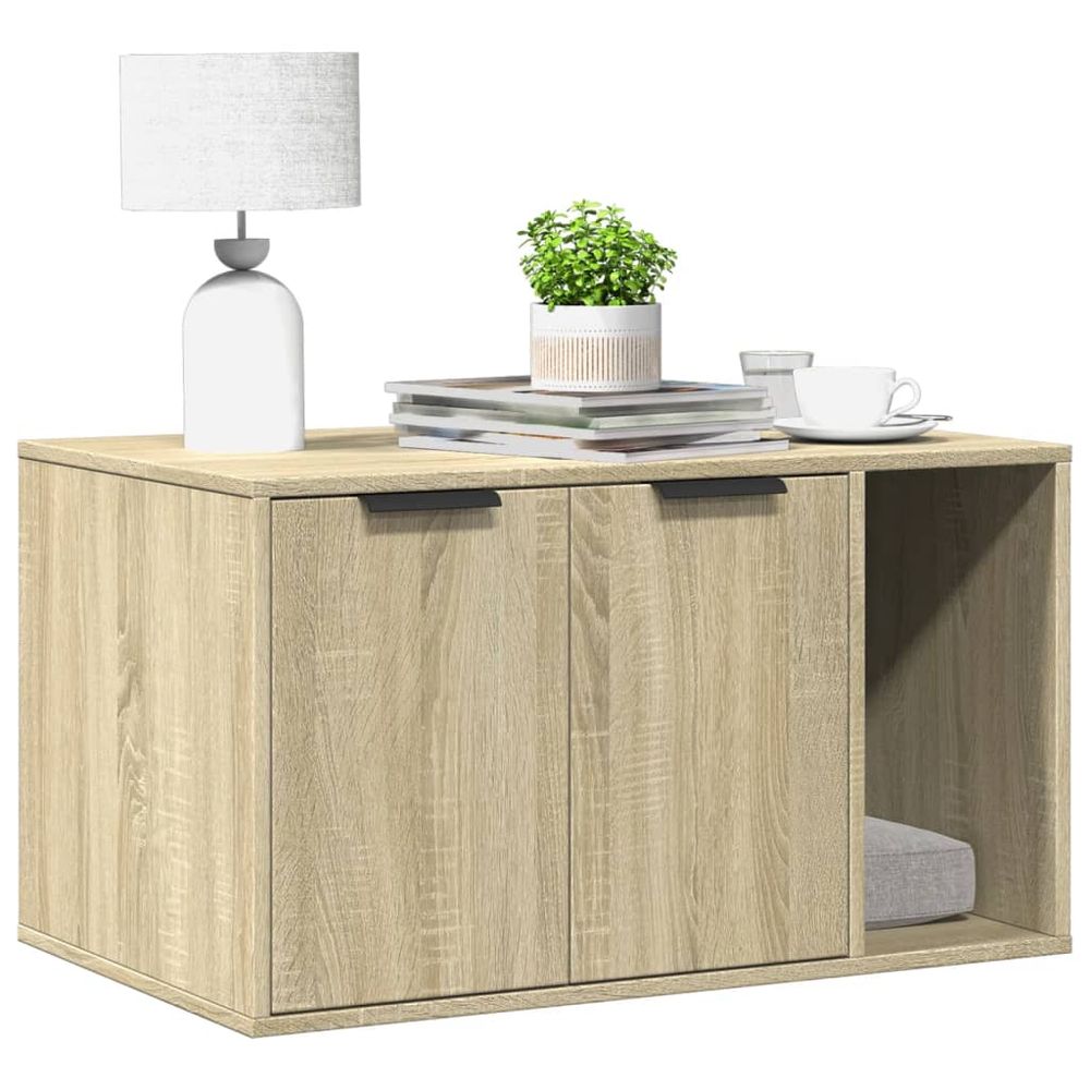 Grande maison de toilette chat bois chêne sonoma 80cm