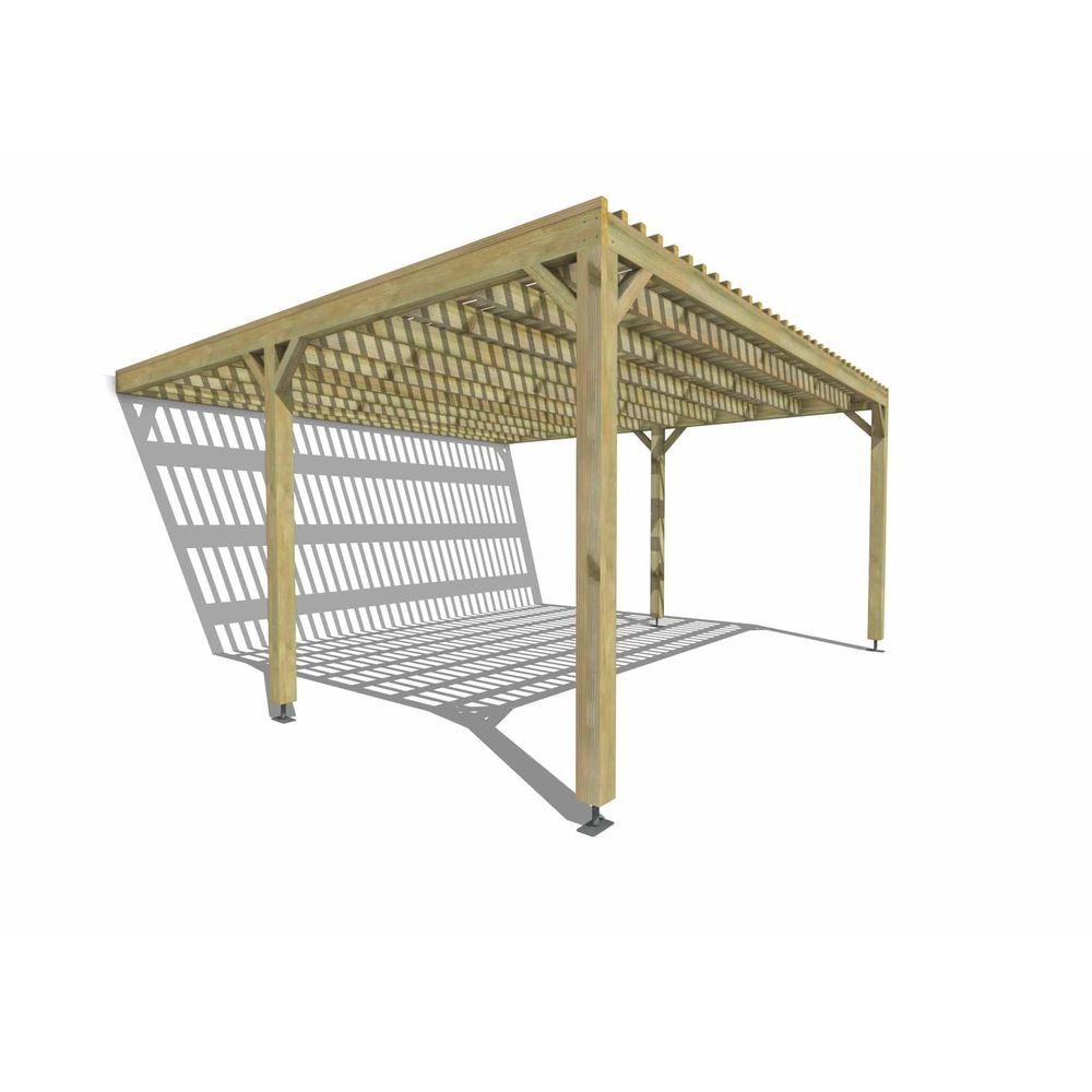 Pergola bois • 5m x 5m • adossée • sens largeur • lattage bois • livraison comprise
