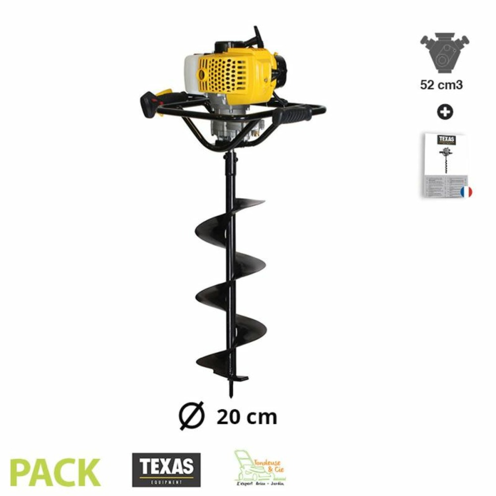 Tarière foreuse essence 52cc texas ea5300 vrille 200mm