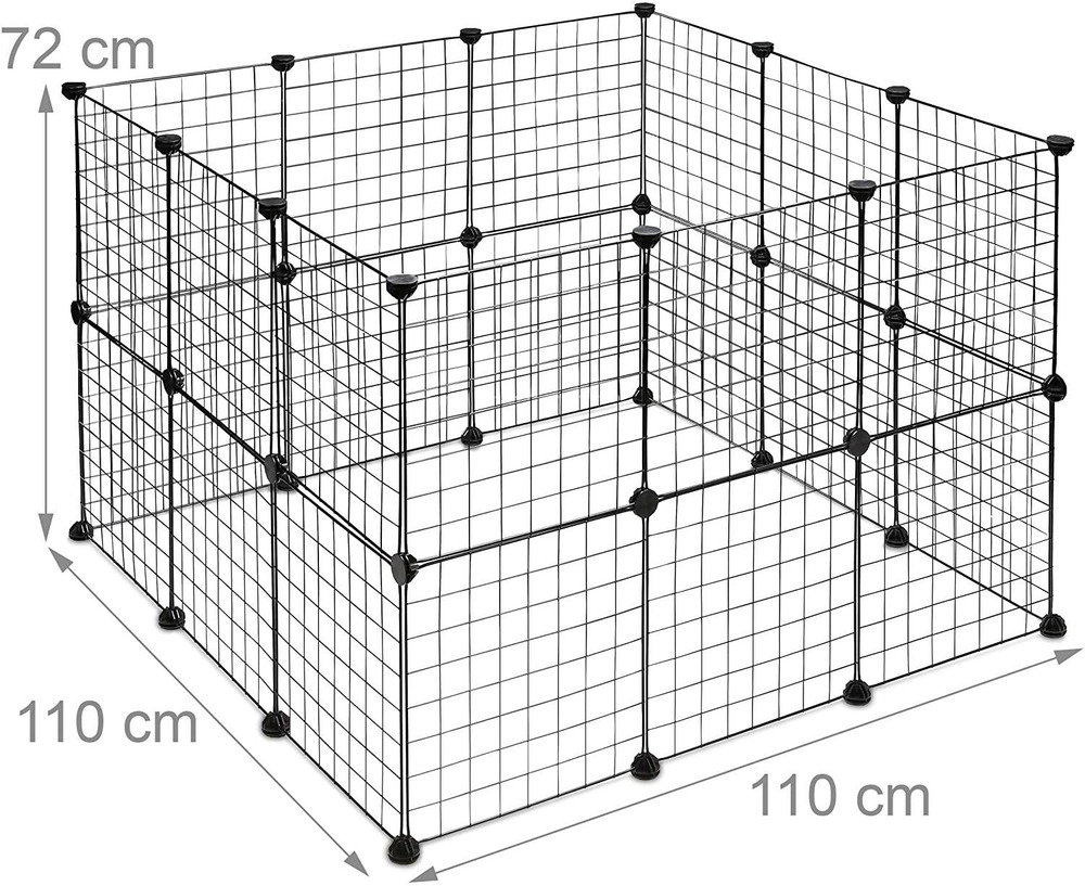 Enclos pour petits animaux domestiques parc extensible cage grille clapier grillage pack de 24 noir