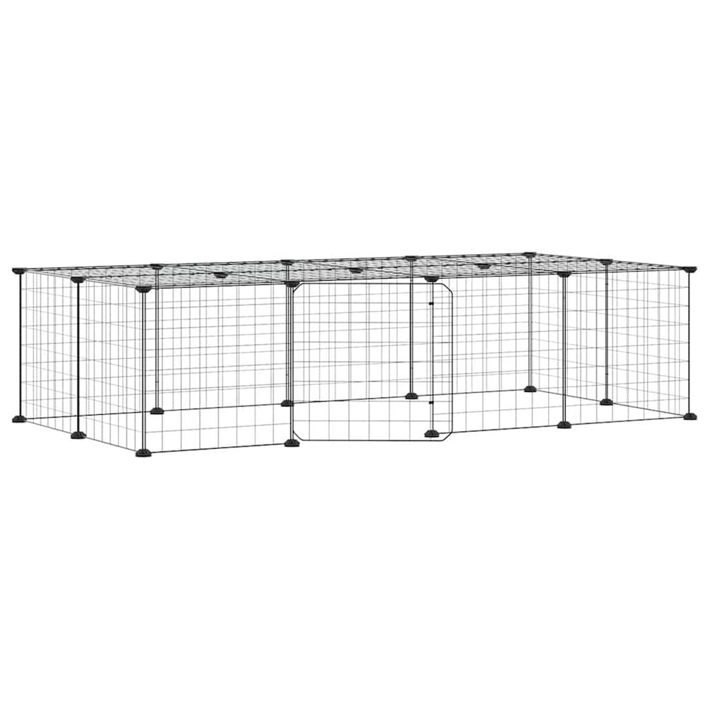 Cage animaux de compagnie à 20 panneaux et porte noir 140x70x35 cm