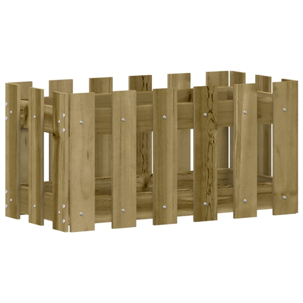 Jardinière bac lit surélevé plantes fleurs terrasse jardin avec design de clôture 60 x 30 x 30 cm pin imprégné marron 02_0038