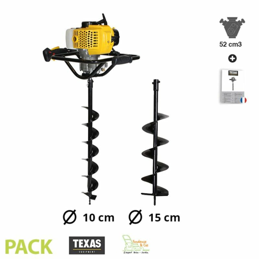 Tarière moteur thermique 52cc texas ea5300 mèches 10 15 cm