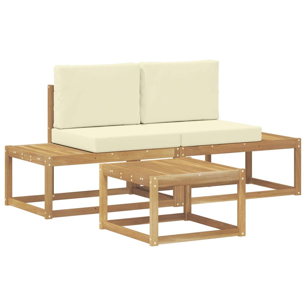Ensemble de canapés d'extérieur 3 pc blanc et crème polyester