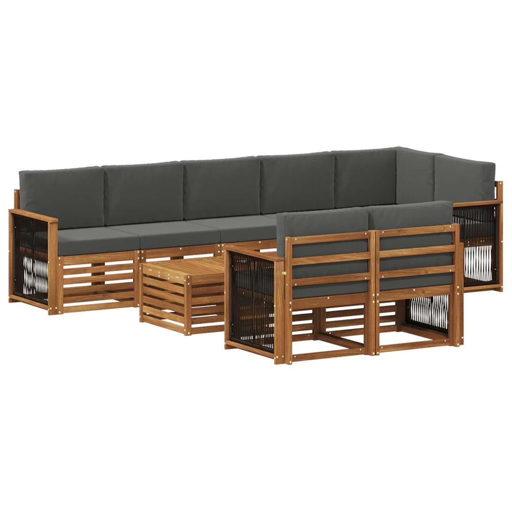 Ensemble de canapés d'extérieur 8 pc naturel et anthracite